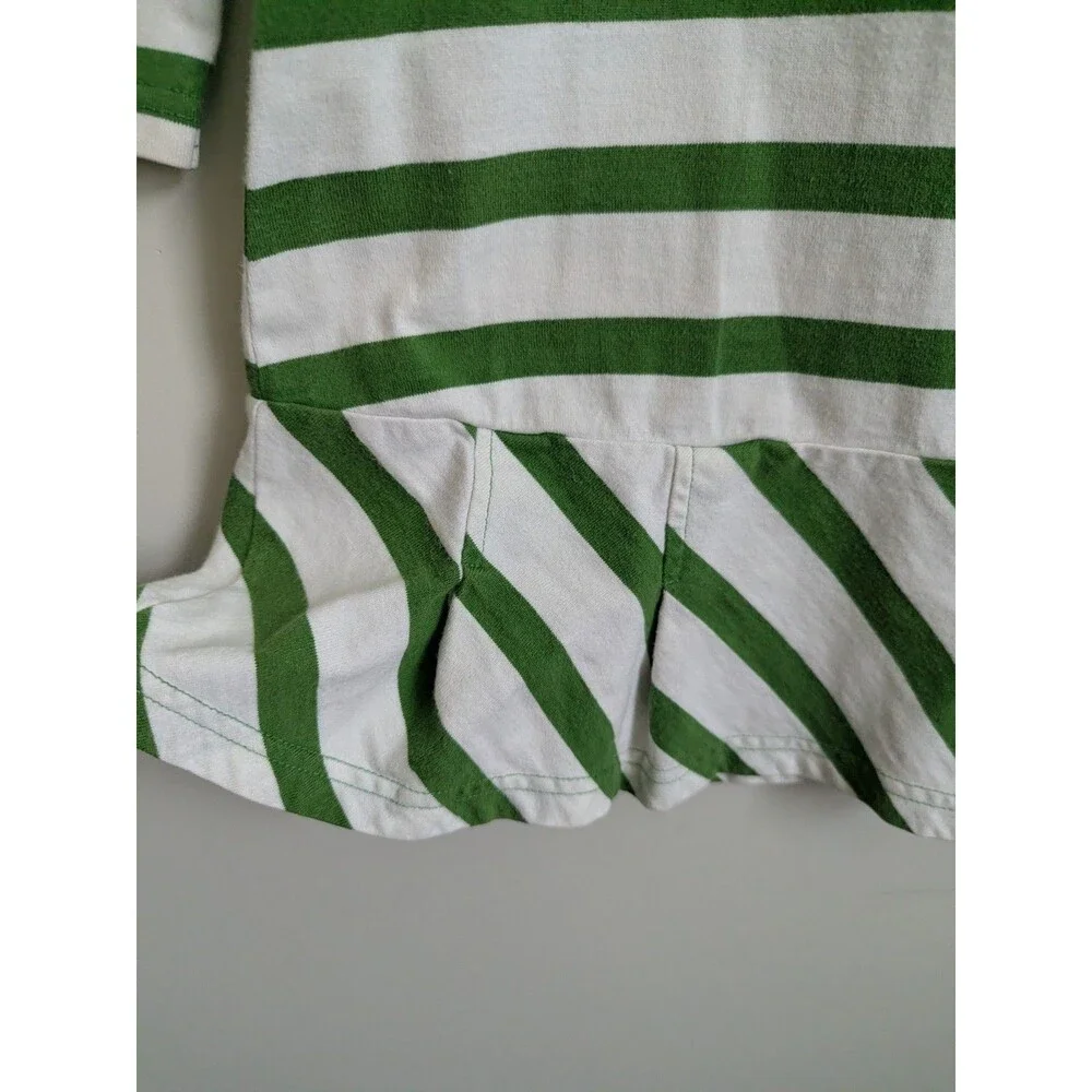 Y2K Gymboree Girls 6 Green Stripe Dress Scooter Rugby Prep School Apple Applique
